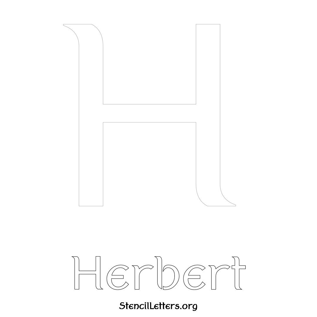 Herbert printable name initial stencil in Ancient Lettering