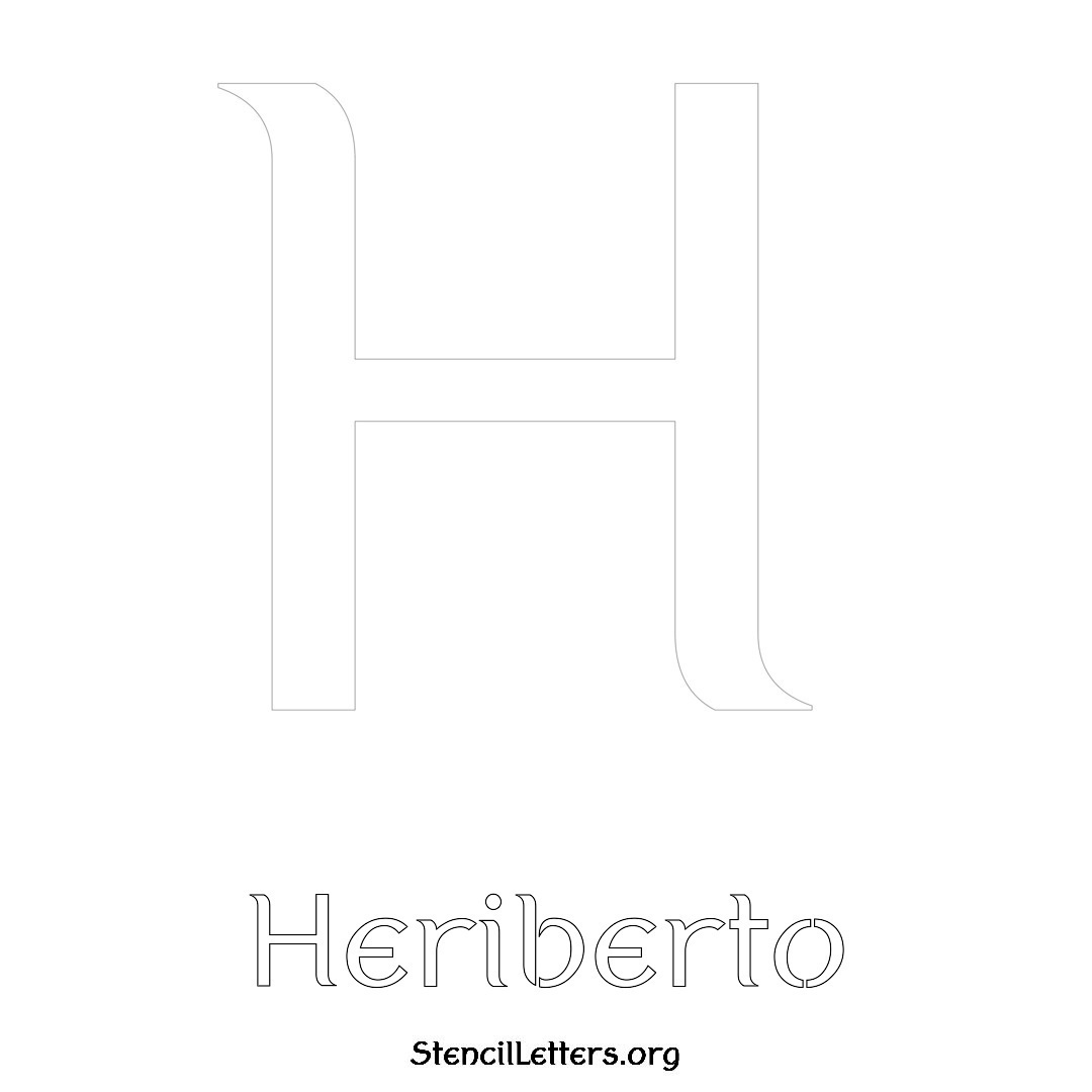 Heriberto printable name initial stencil in Ancient Lettering