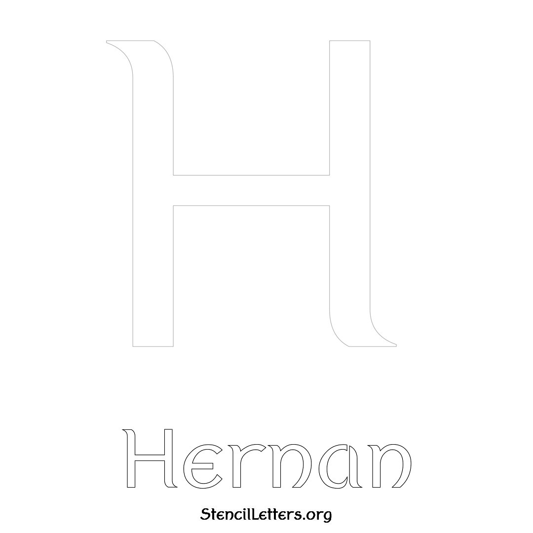 Hernan printable name initial stencil in Ancient Lettering