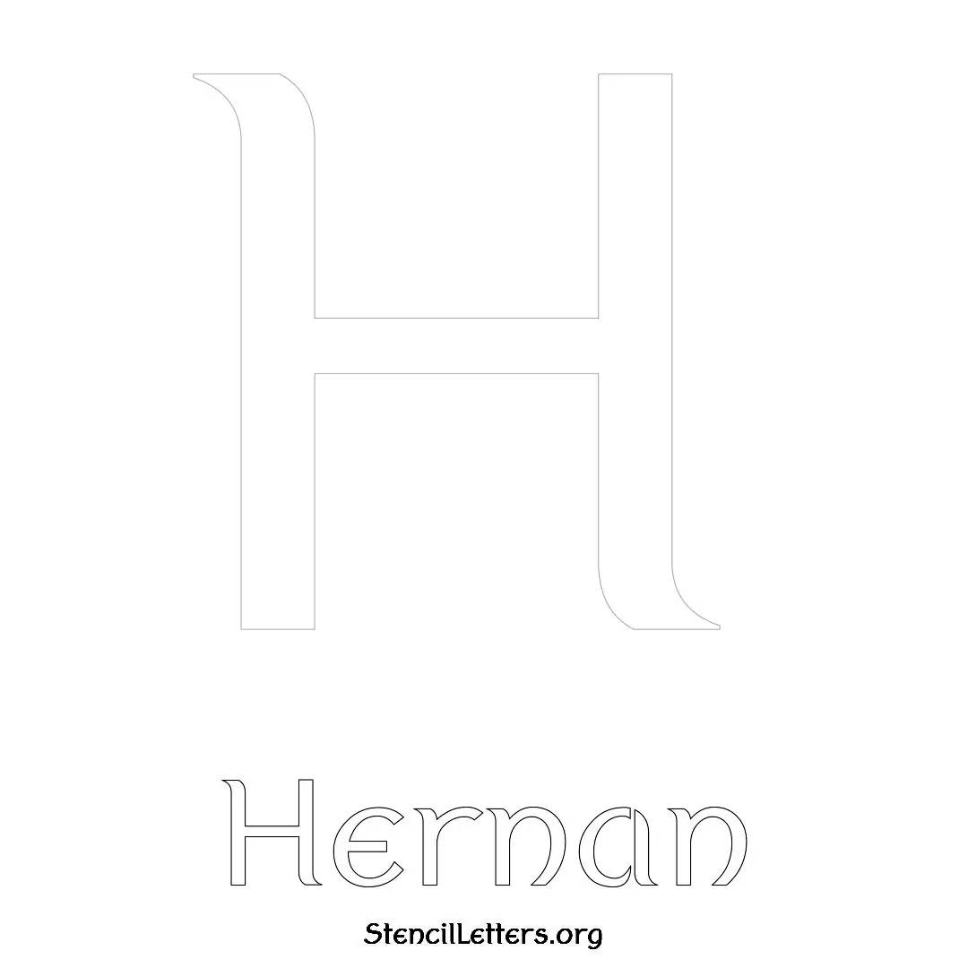 Hernan Free Printable Name Stencils with 6 Unique Typography Styles and Lettering Bridges