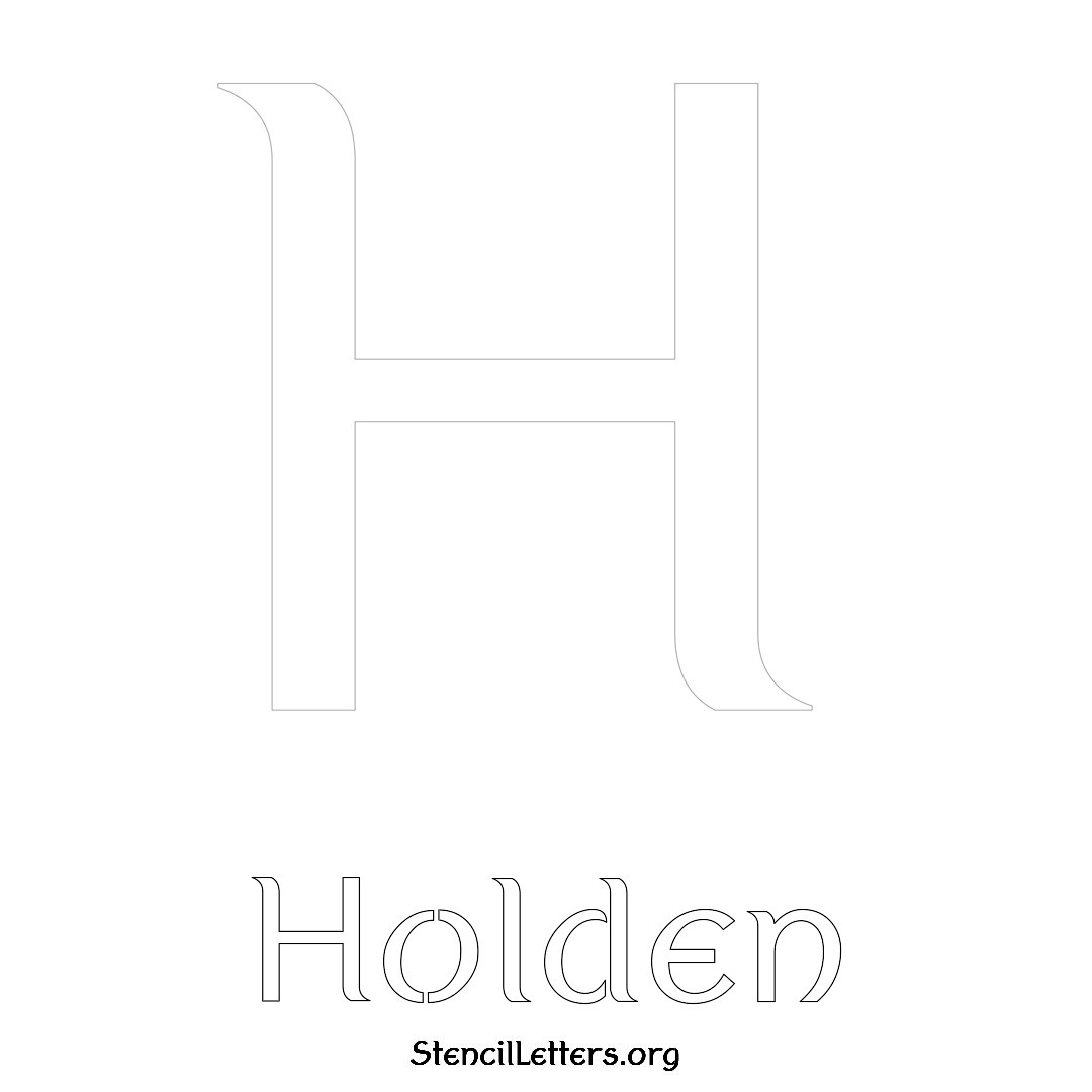 Holden printable name initial stencil in Ancient Lettering