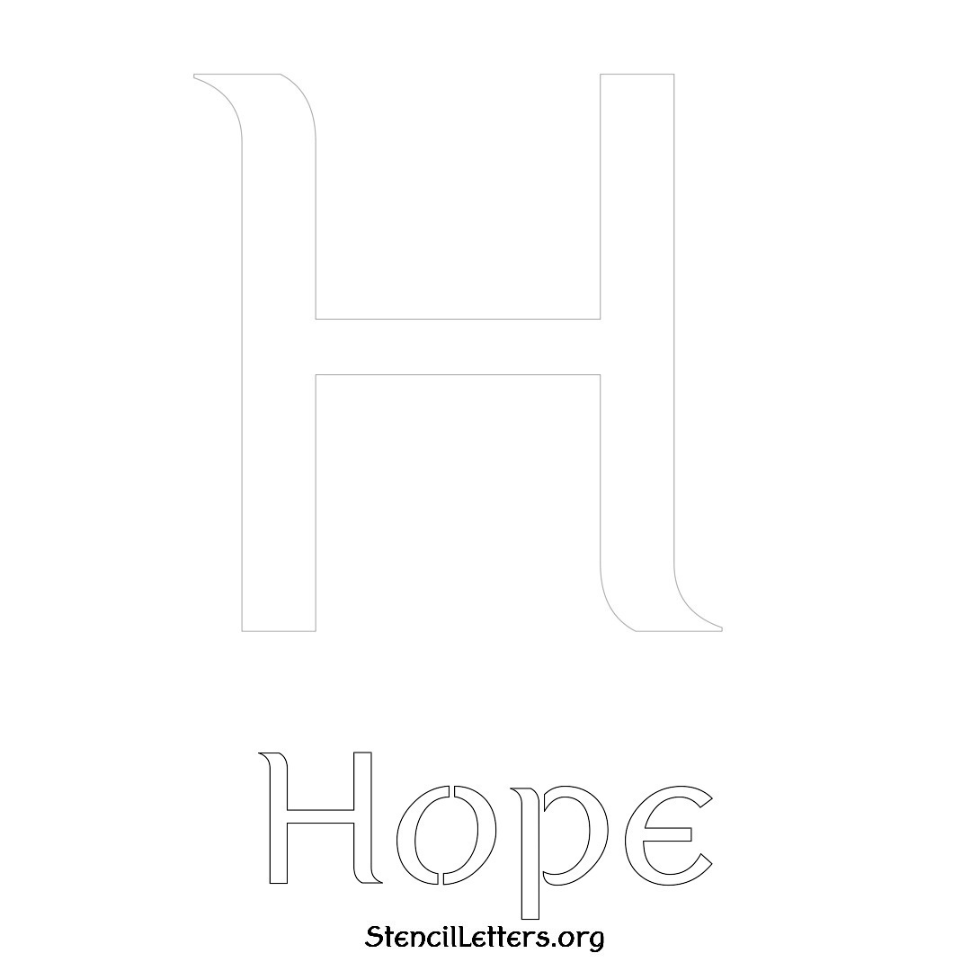 Hope printable name initial stencil in Ancient Lettering