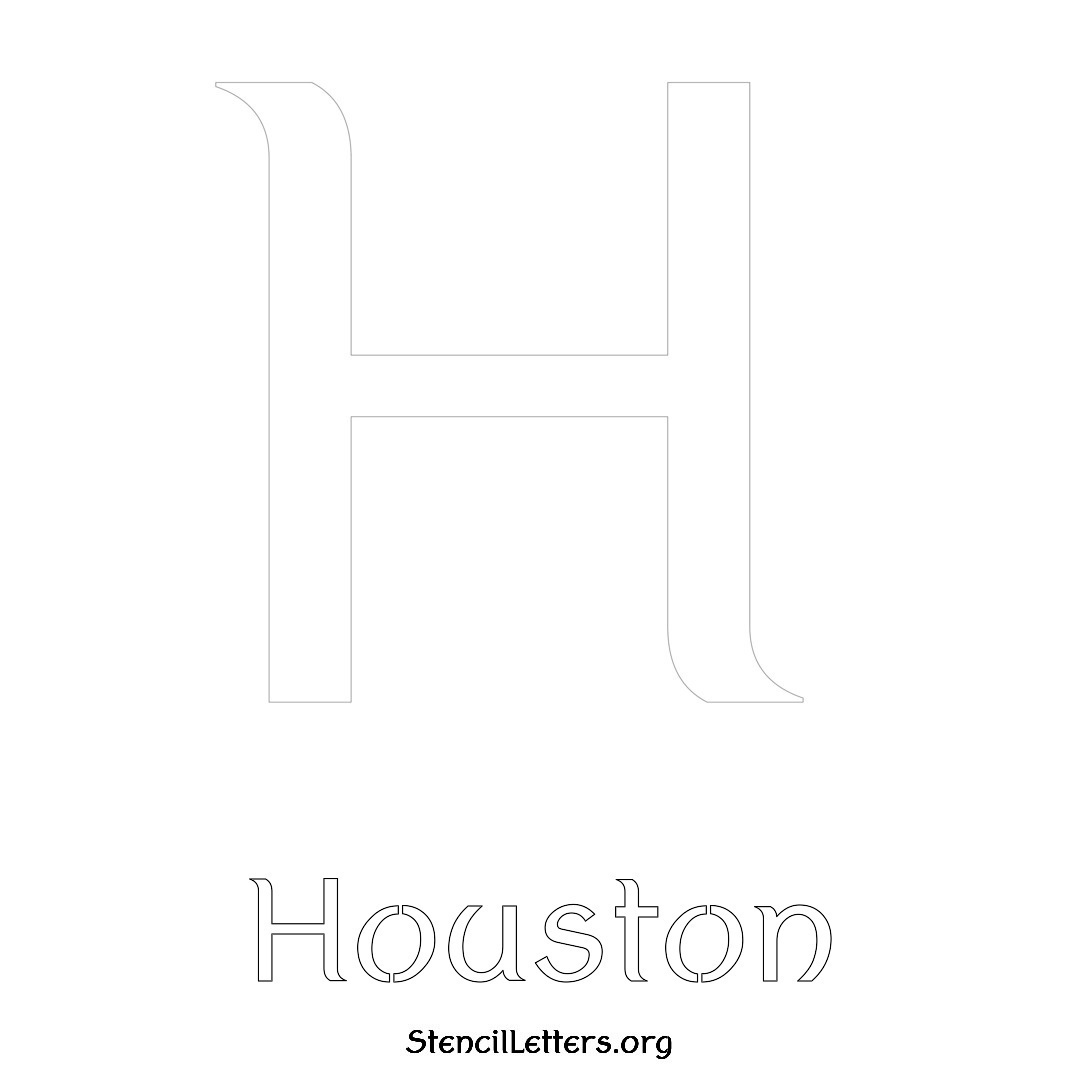 Houston printable name initial stencil in Ancient Lettering