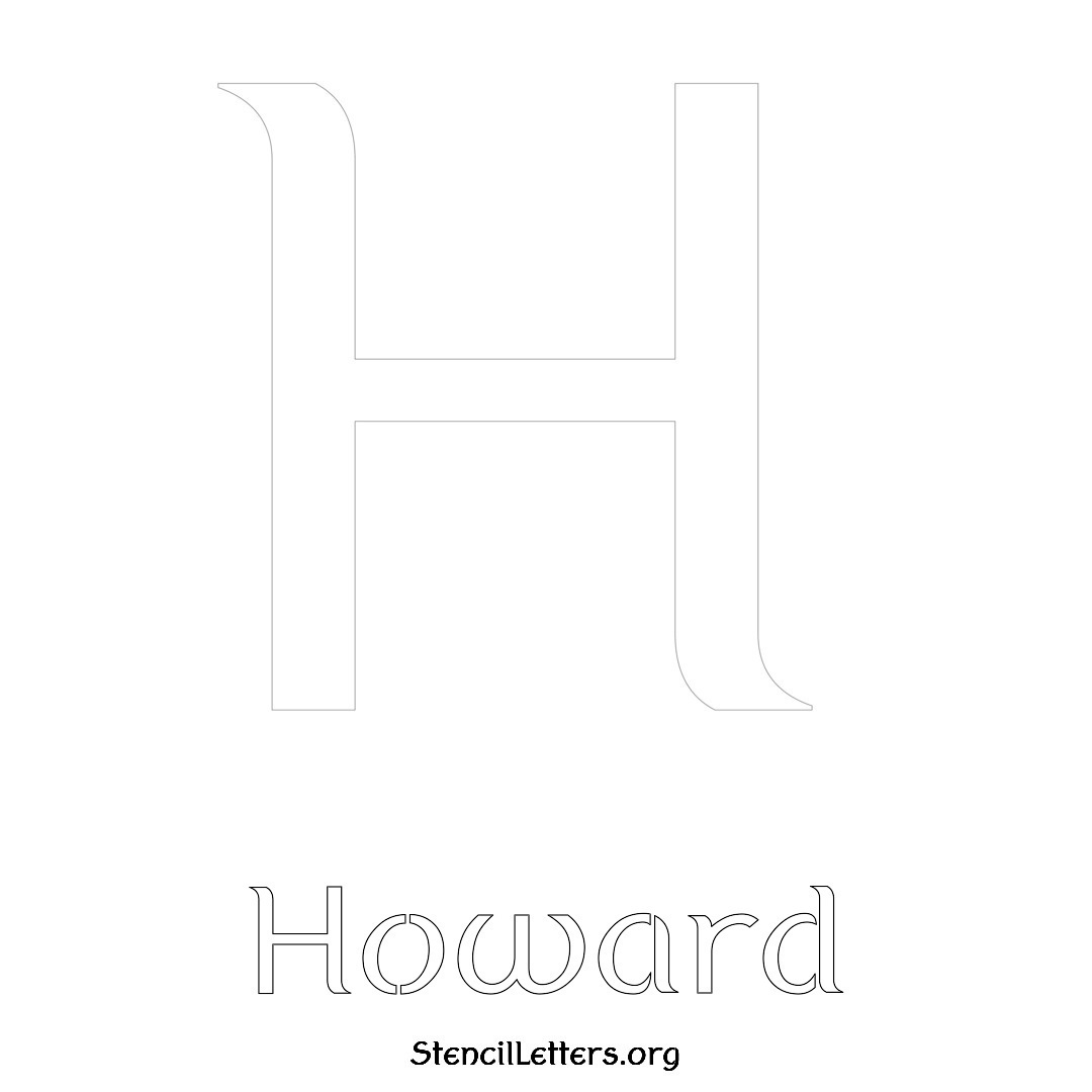 Howard printable name initial stencil in Ancient Lettering