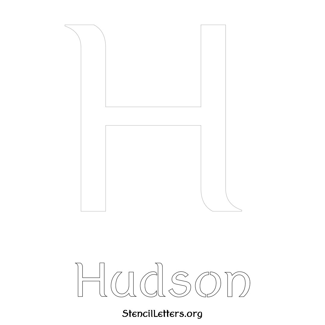 Hudson printable name initial stencil in Ancient Lettering
