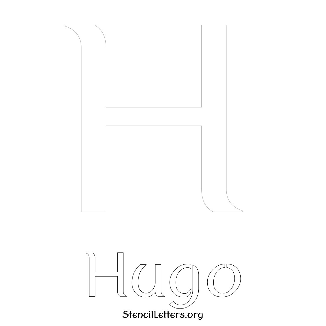 Hugo printable name initial stencil in Ancient Lettering