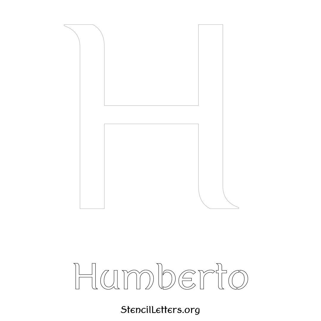 Humberto printable name initial stencil in Ancient Lettering