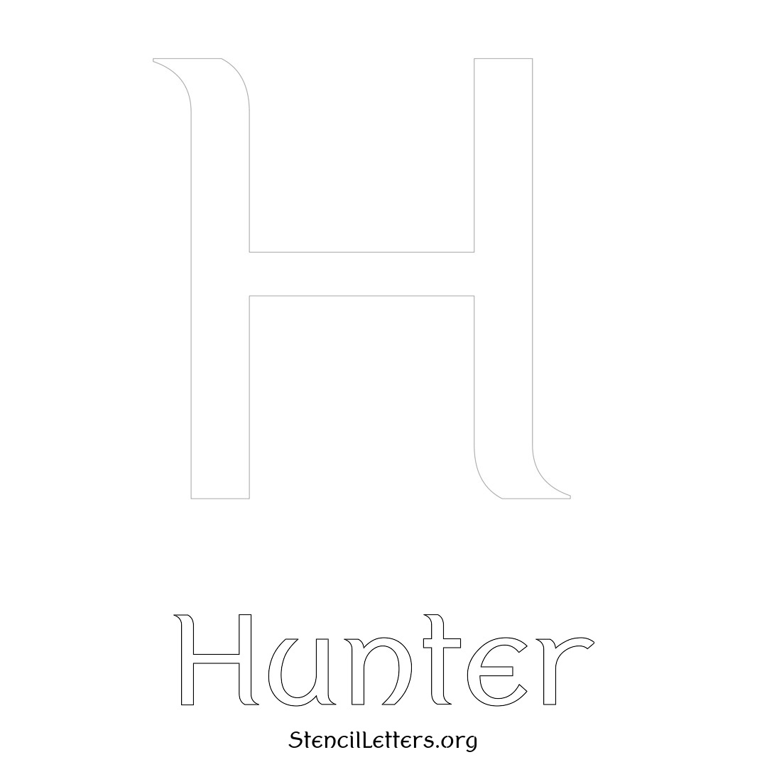 Hunter printable name initial stencil in Ancient Lettering