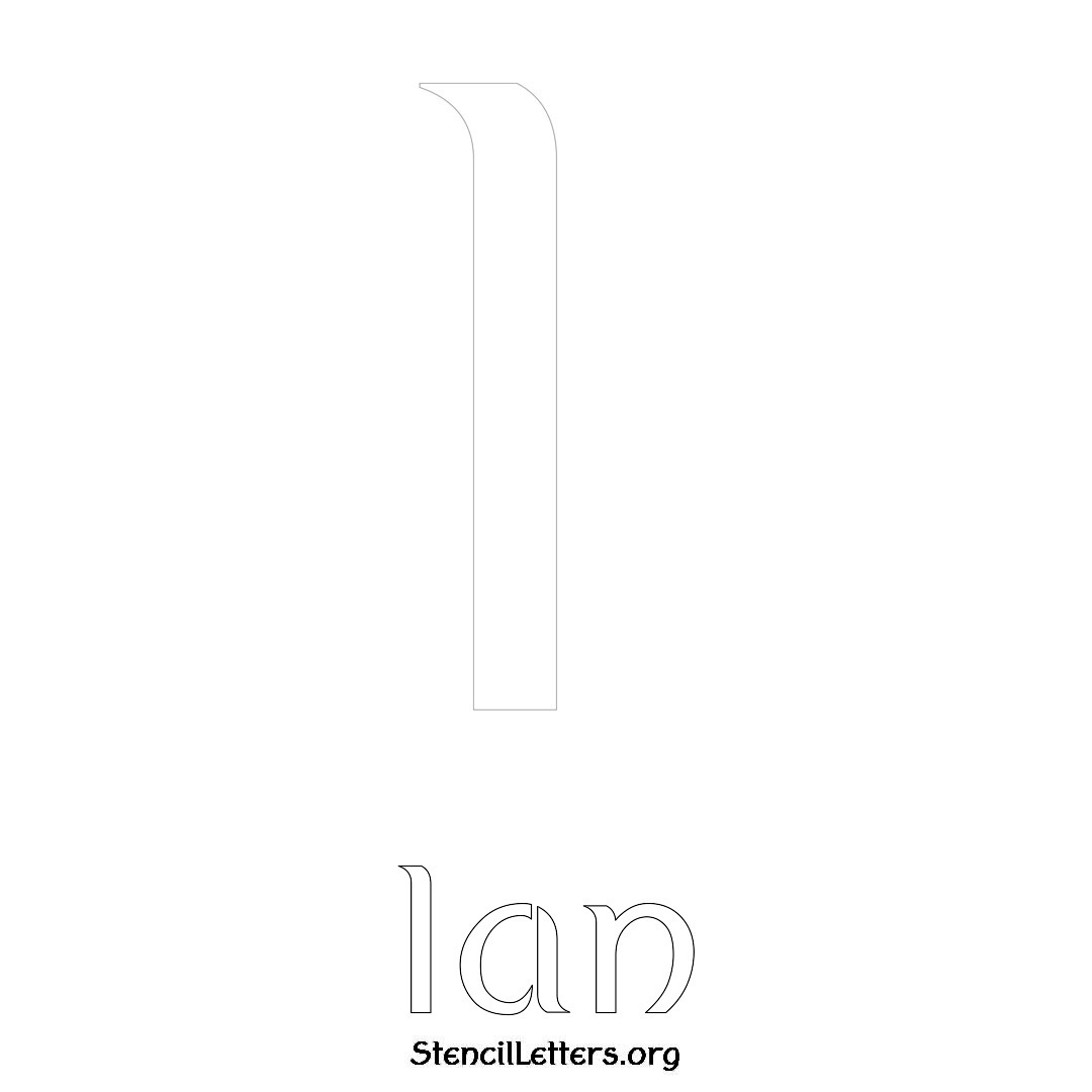 Ian printable name initial stencil in Ancient Lettering