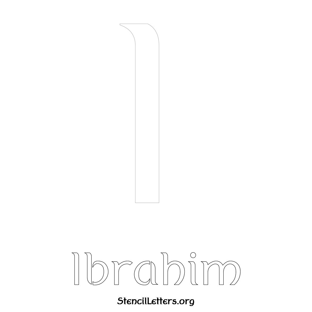 Ibrahim printable name initial stencil in Ancient Lettering