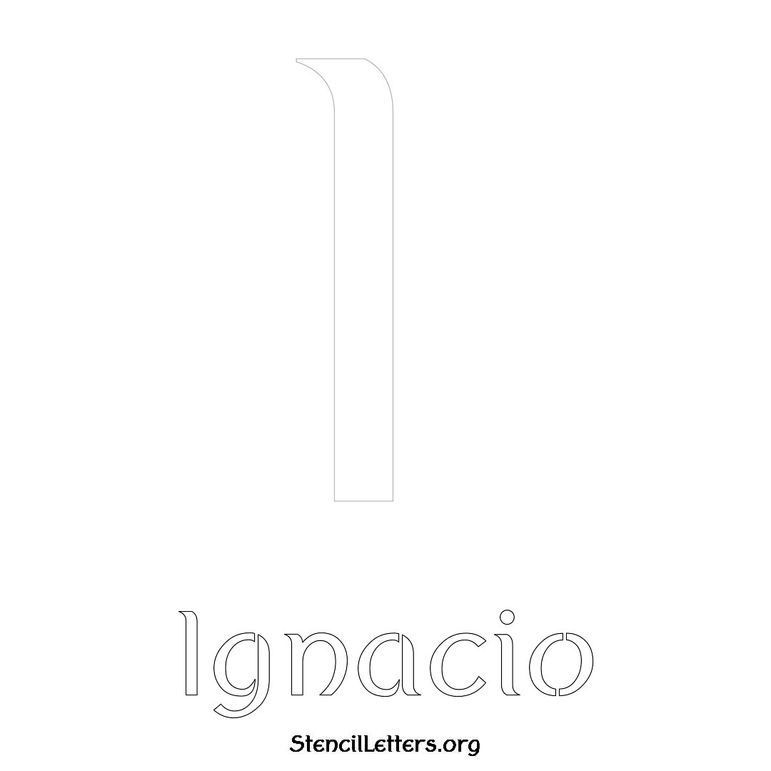 Ignacio printable name initial stencil in Ancient Lettering