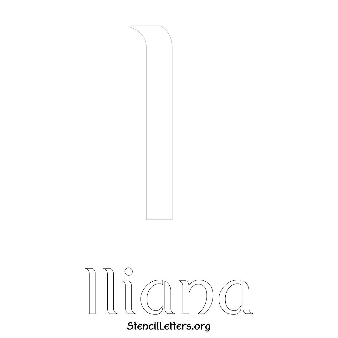 Iliana printable name initial stencil in Ancient Lettering