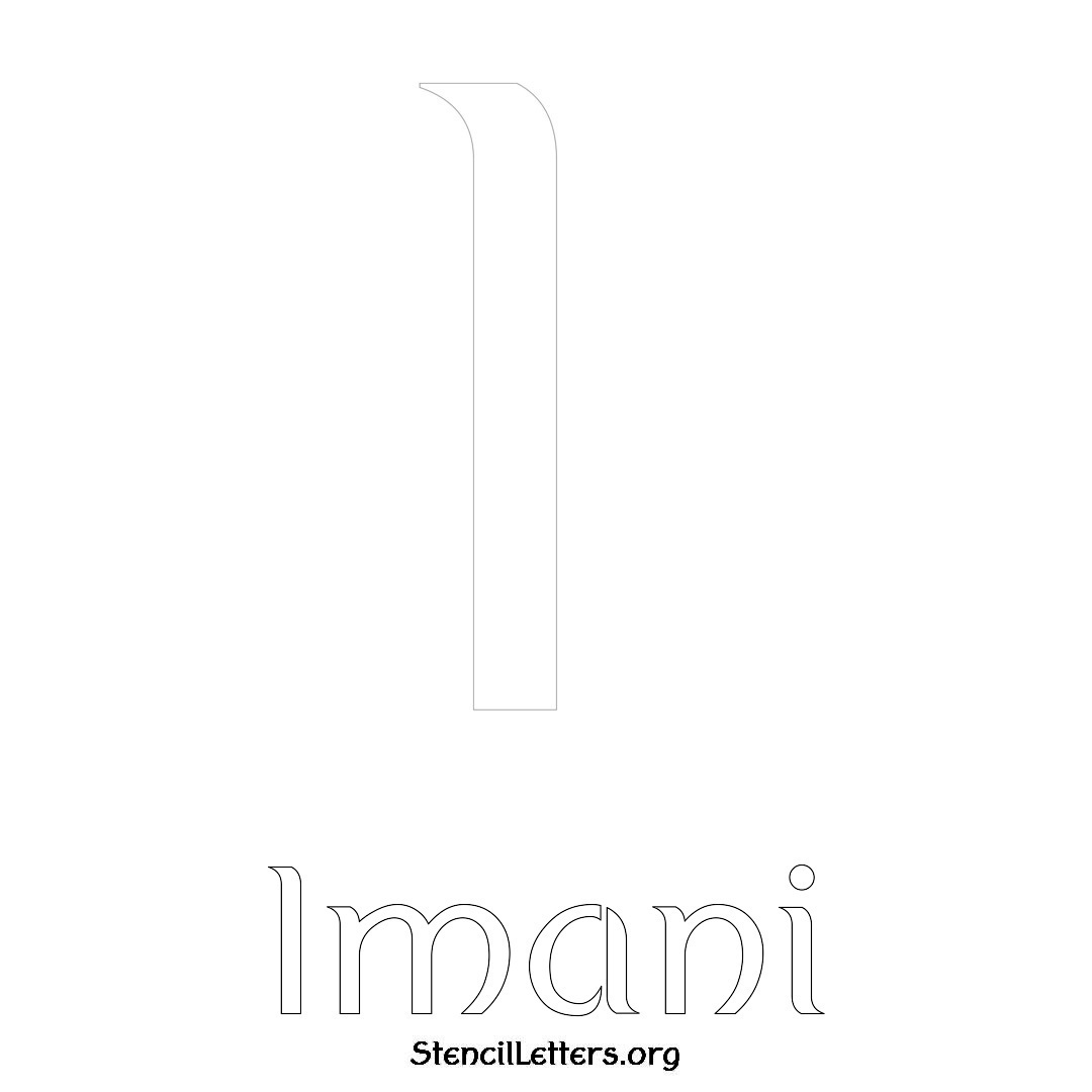 Imani printable name initial stencil in Ancient Lettering
