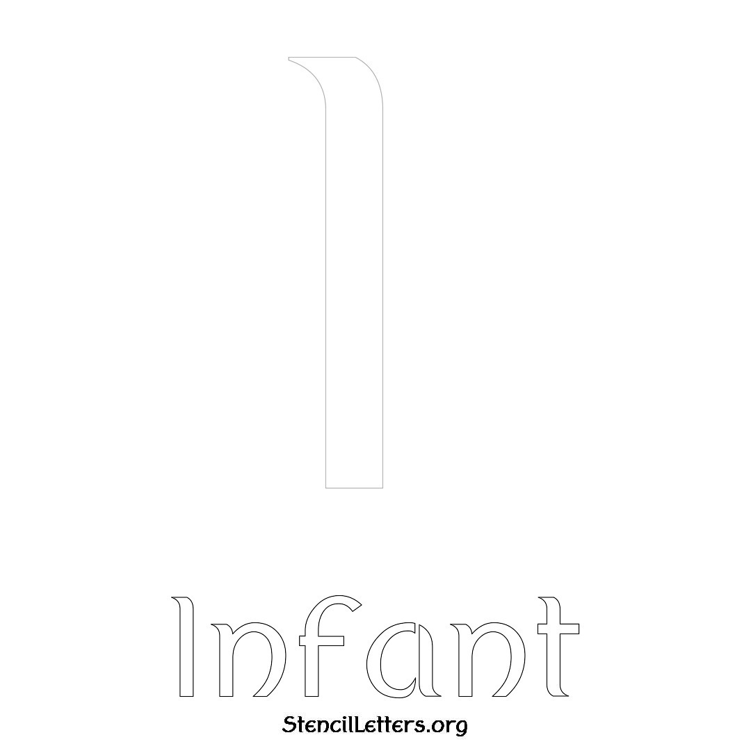 Infant printable name initial stencil in Ancient Lettering