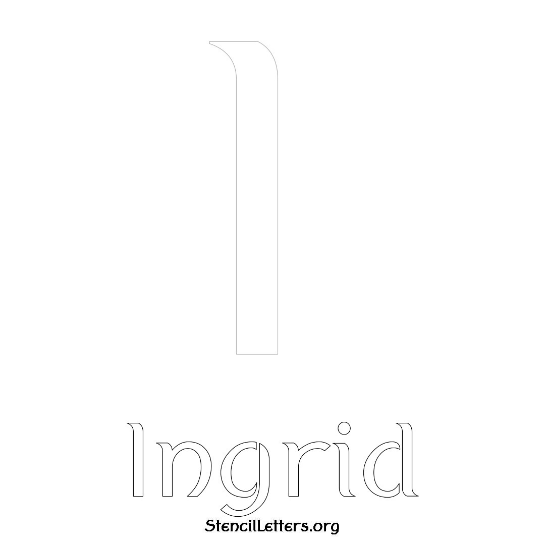 Ingrid printable name initial stencil in Ancient Lettering