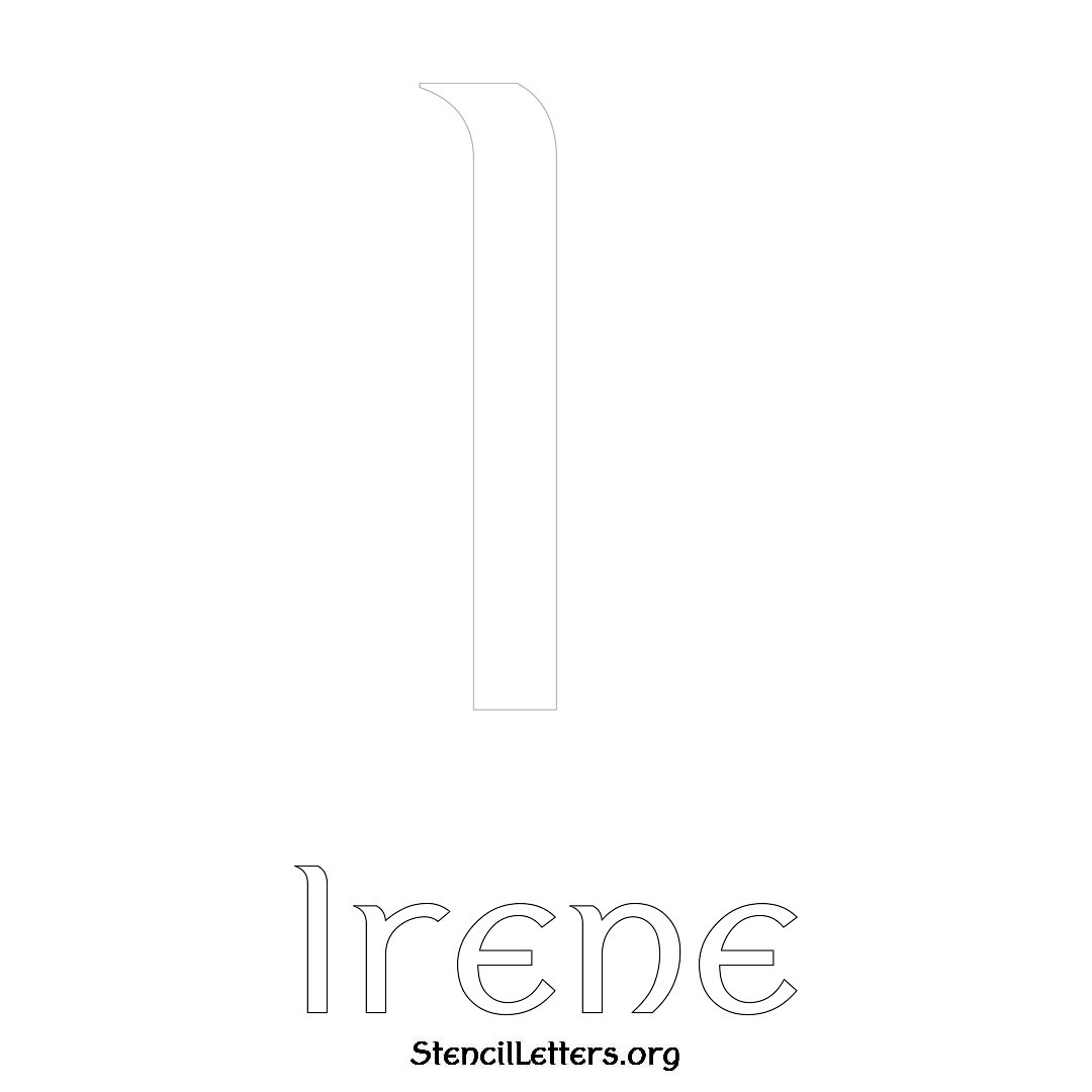 Irene printable name initial stencil in Ancient Lettering