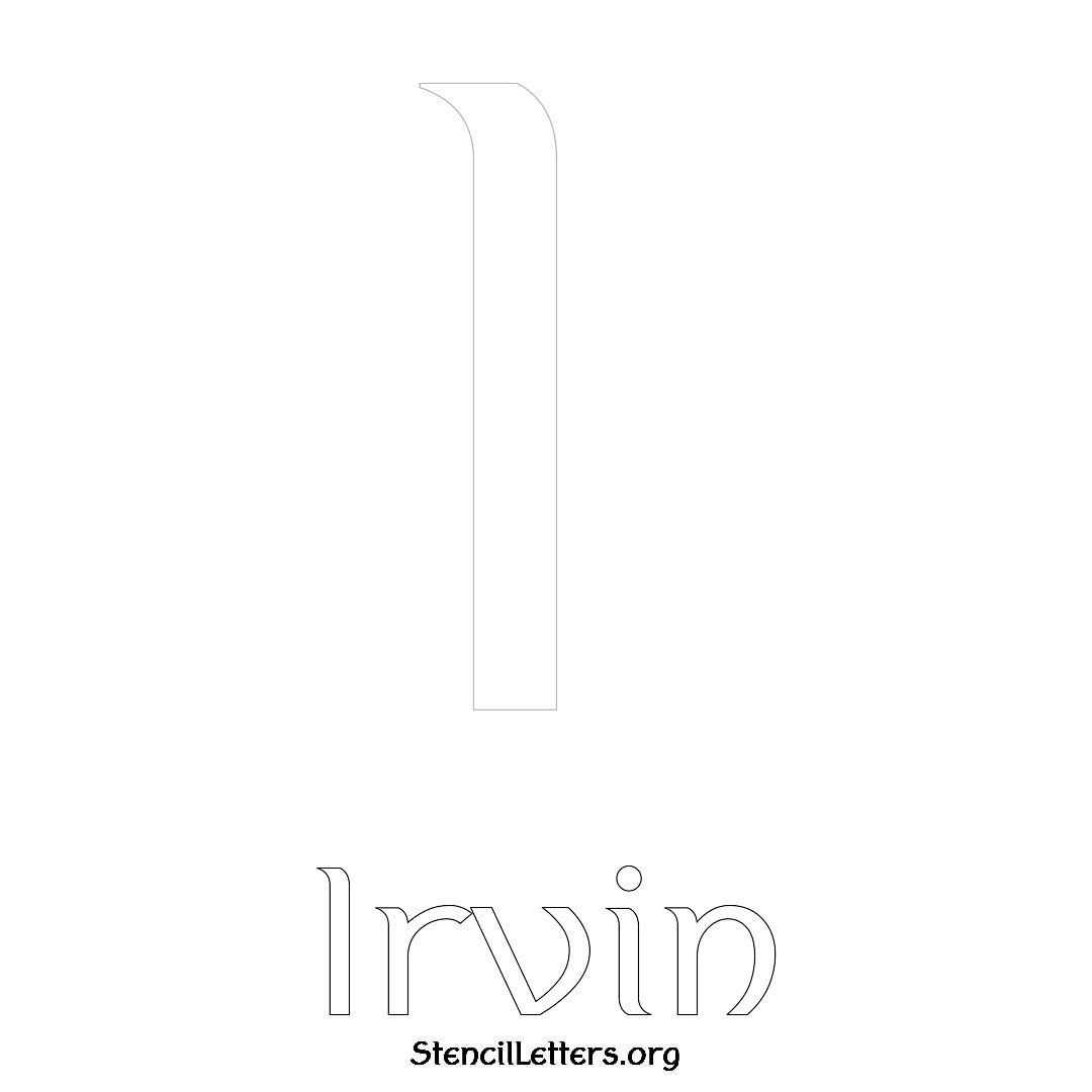 Irvin printable name initial stencil in Ancient Lettering