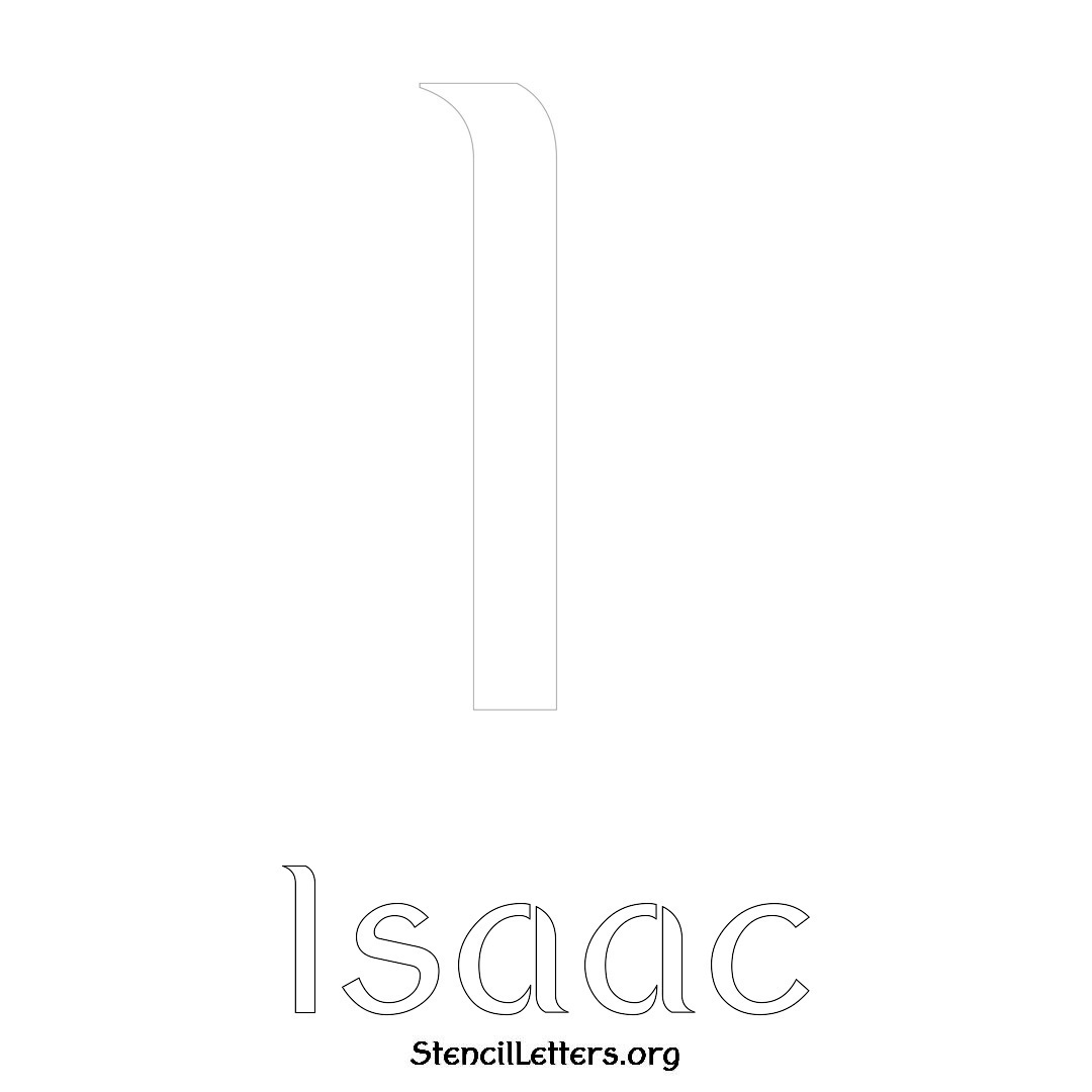 Isaac printable name initial stencil in Ancient Lettering