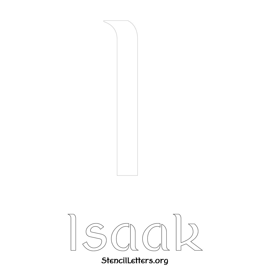 Isaak printable name initial stencil in Ancient Lettering
