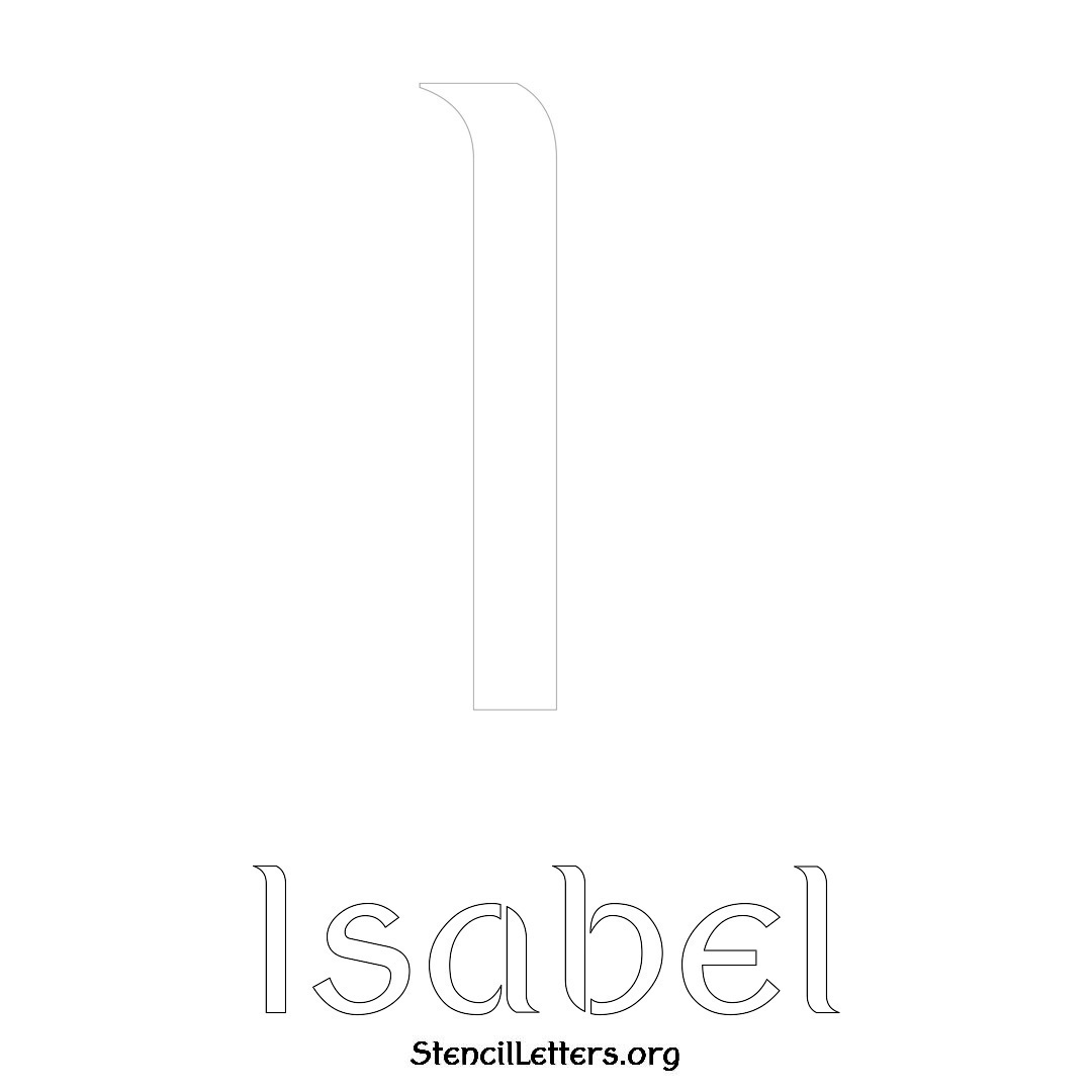 Isabel printable name initial stencil in Ancient Lettering