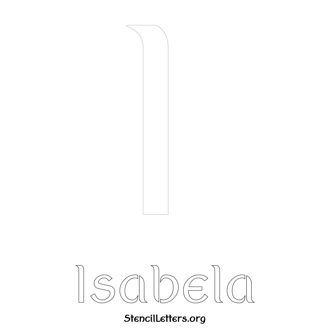 Isabela printable name initial stencil in Ancient Lettering