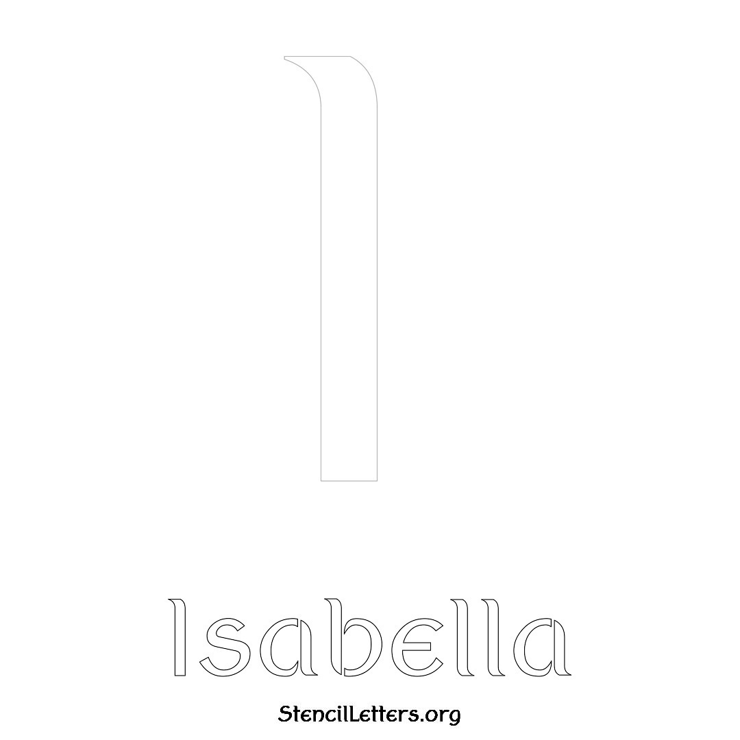 Isabella printable name initial stencil in Ancient Lettering