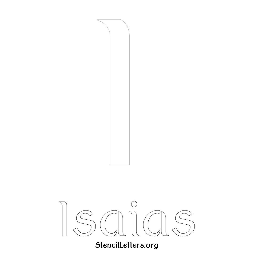 Isaias printable name initial stencil in Ancient Lettering