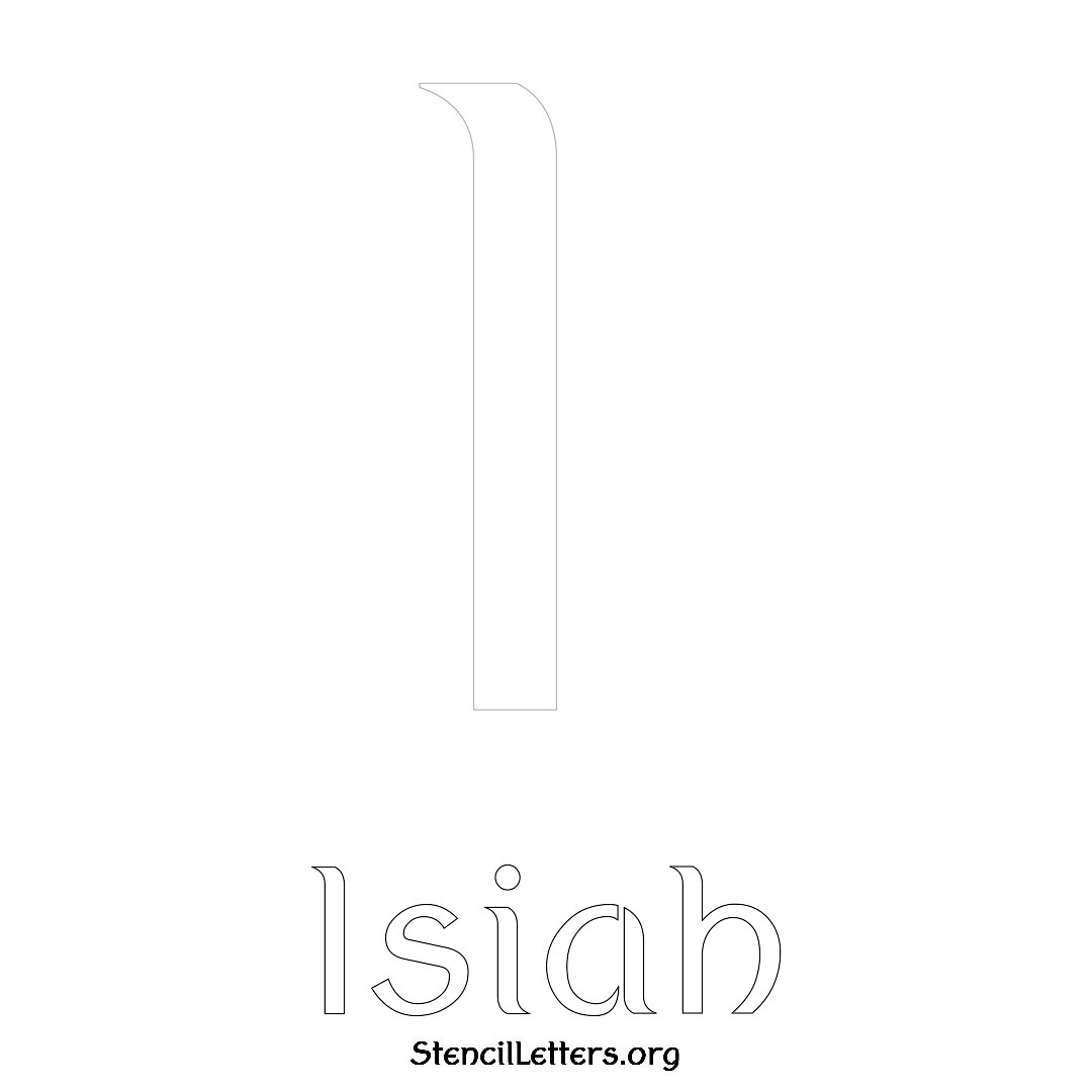 Isiah printable name initial stencil in Ancient Lettering