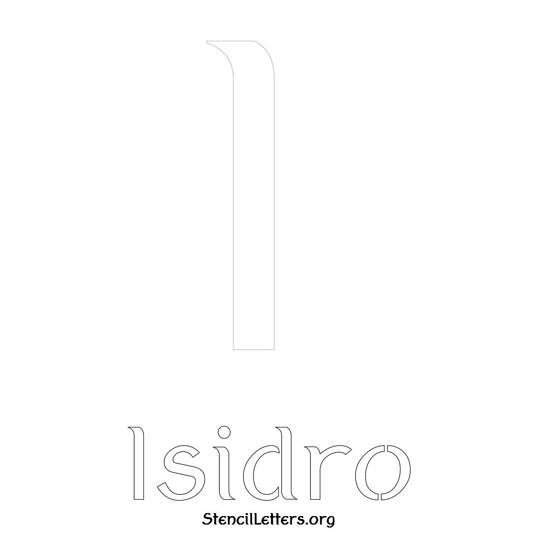 Isidro printable name initial stencil in Ancient Lettering