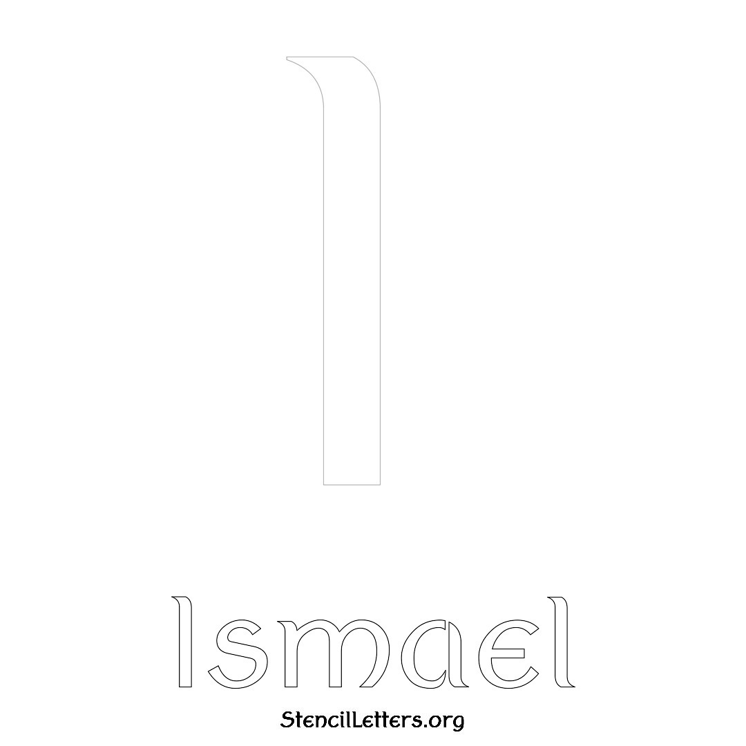 Ismael printable name initial stencil in Ancient Lettering