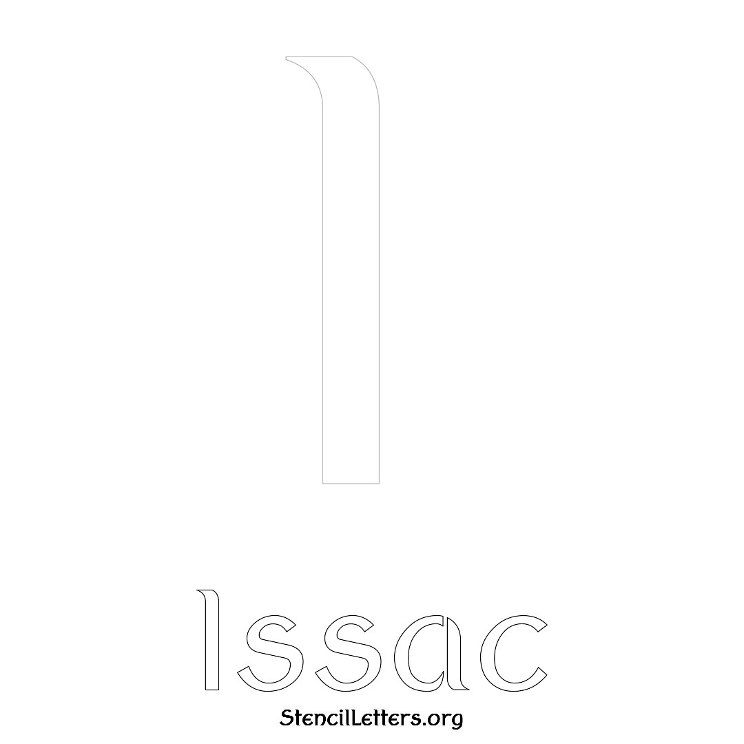 Issac printable name initial stencil in Ancient Lettering