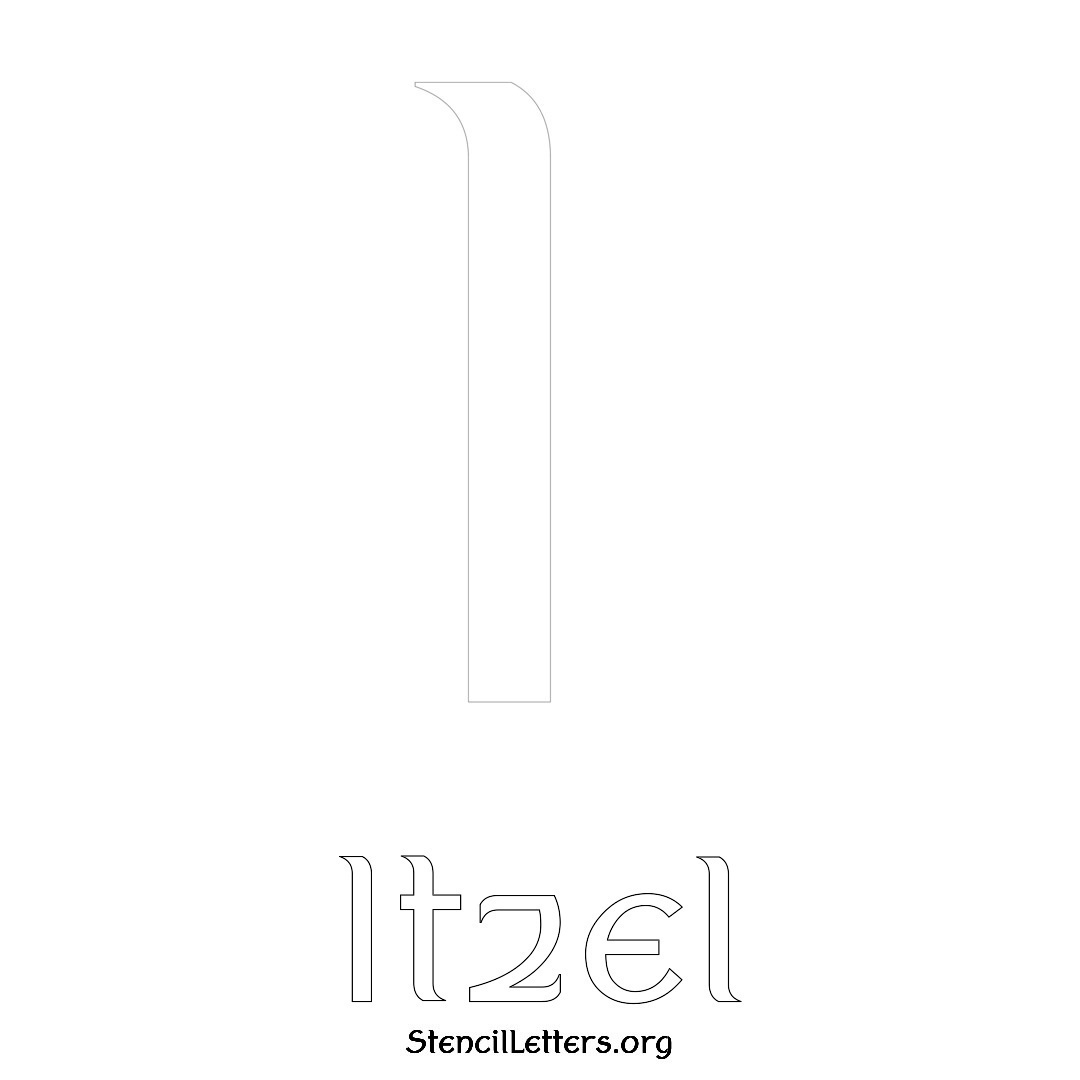 Itzel printable name initial stencil in Ancient Lettering