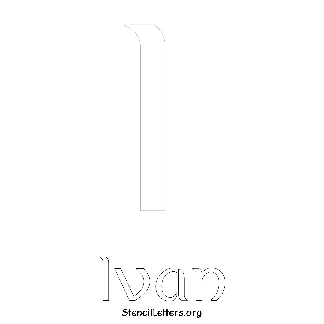 Ivan printable name initial stencil in Ancient Lettering