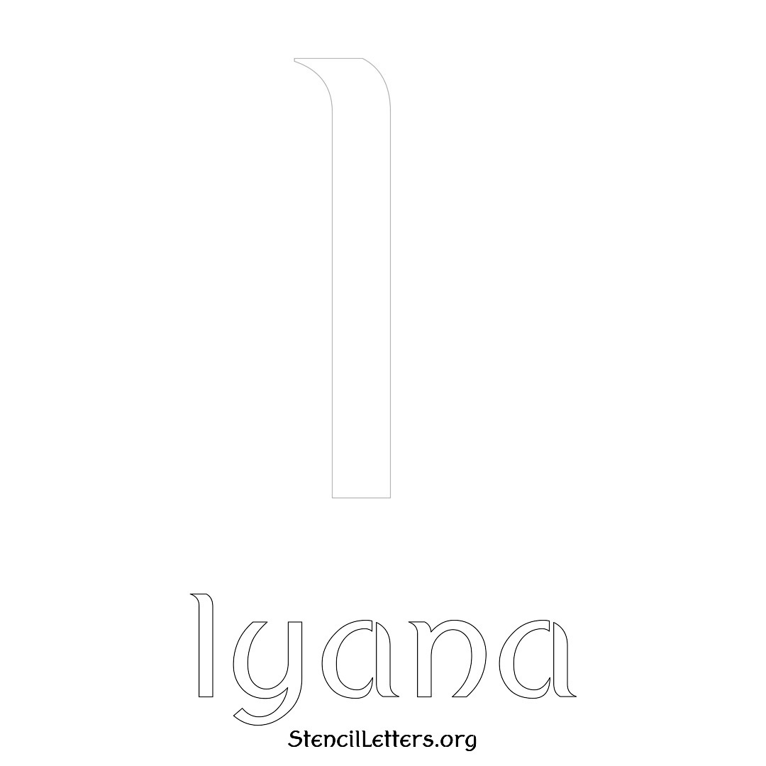 Iyana printable name initial stencil in Ancient Lettering