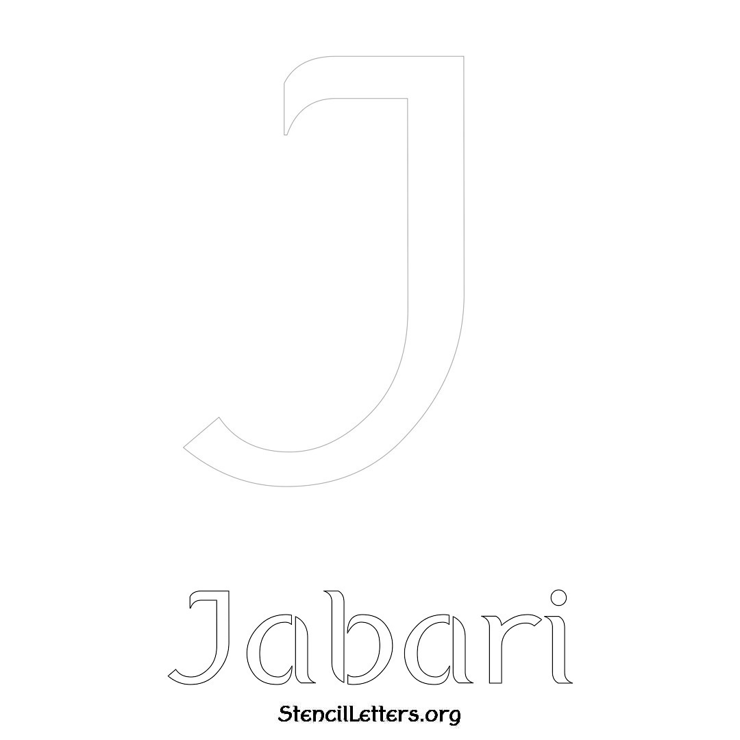 Jabari printable name initial stencil in Ancient Lettering