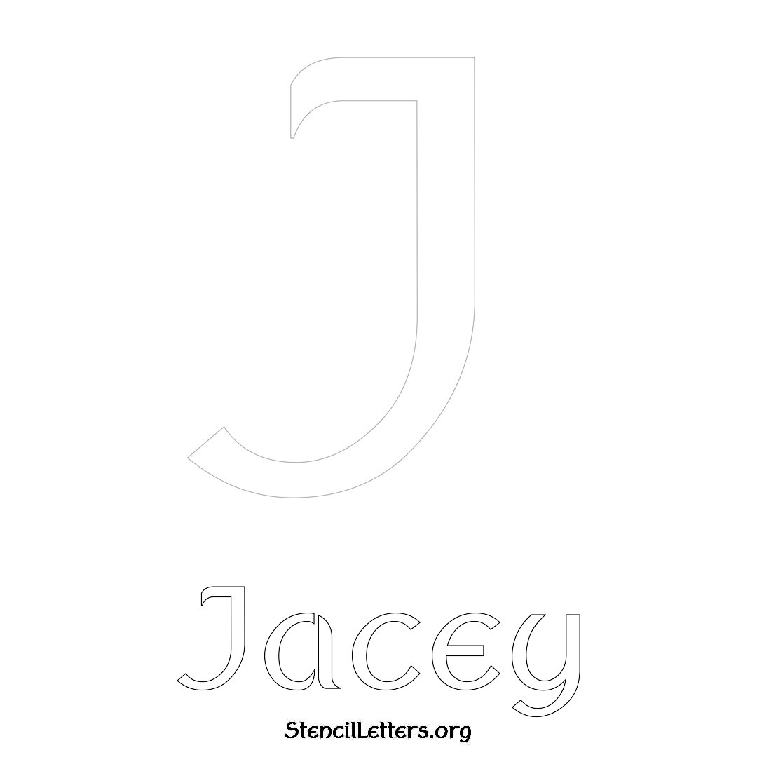 Jacey printable name initial stencil in Ancient Lettering