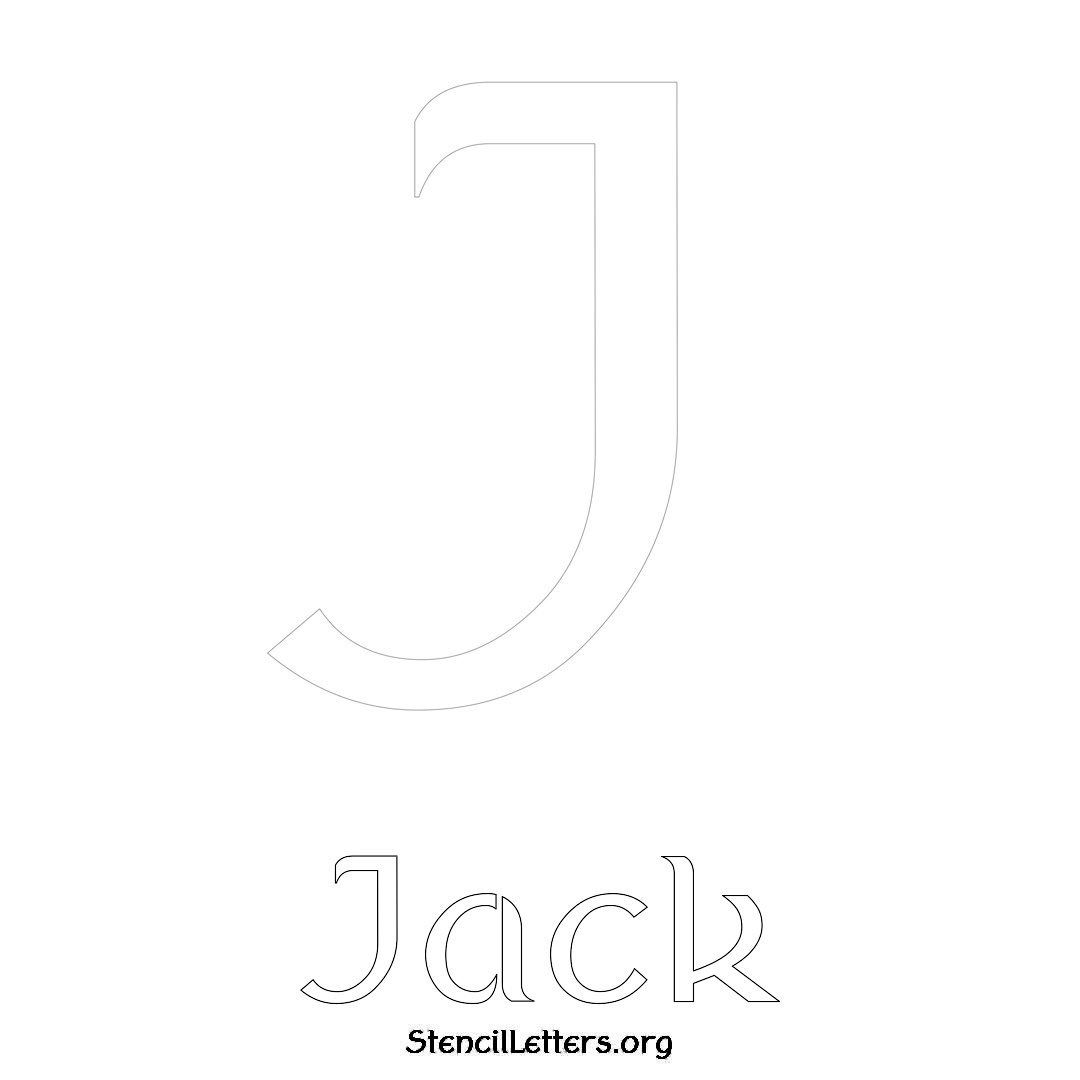 Jack printable name initial stencil in Ancient Lettering