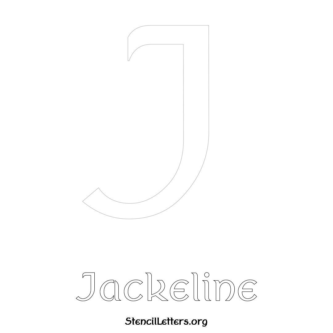 Jackeline printable name initial stencil in Ancient Lettering