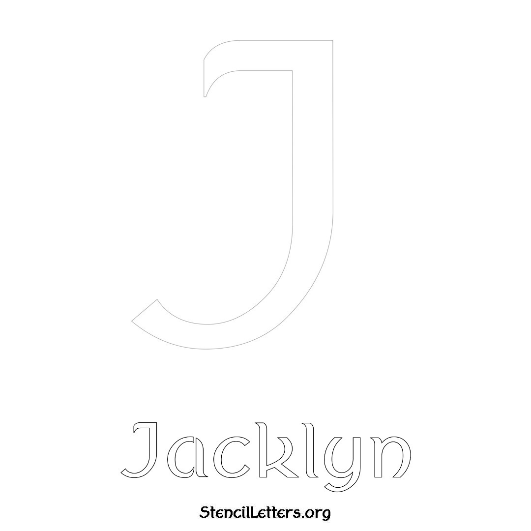 Jacklyn printable name initial stencil in Ancient Lettering