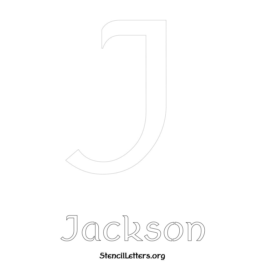 Jackson printable name initial stencil in Ancient Lettering