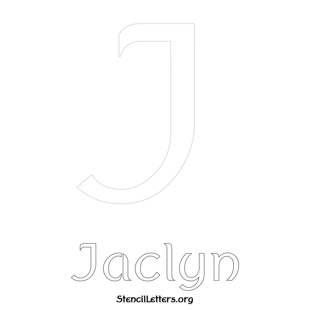 Jaclyn printable name initial stencil in Ancient Lettering