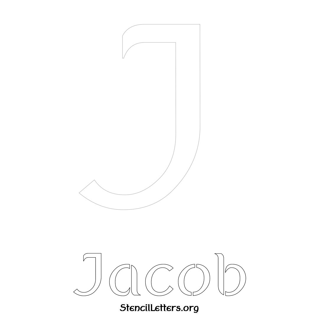 Jacob printable name initial stencil in Ancient Lettering