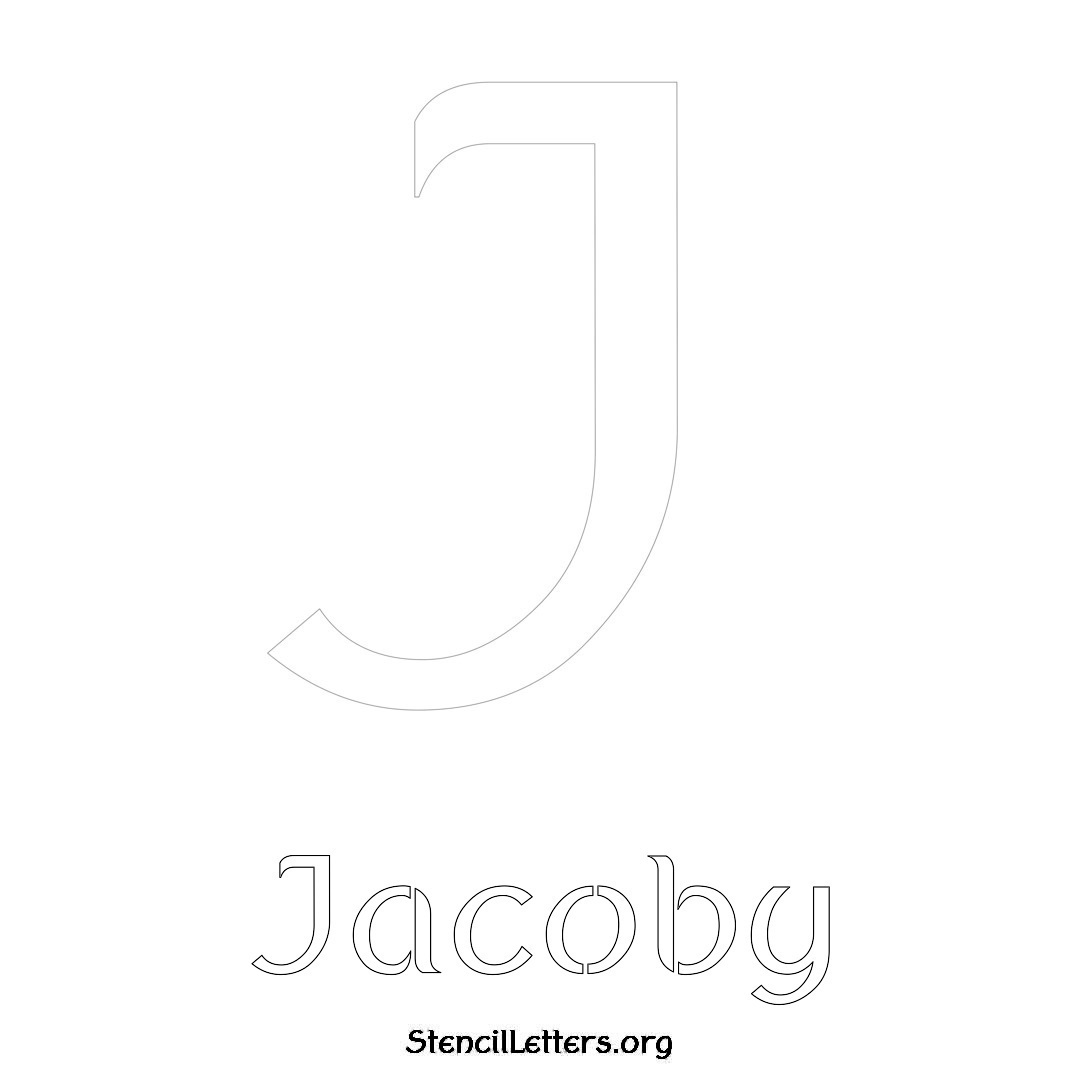 Jacoby printable name initial stencil in Ancient Lettering