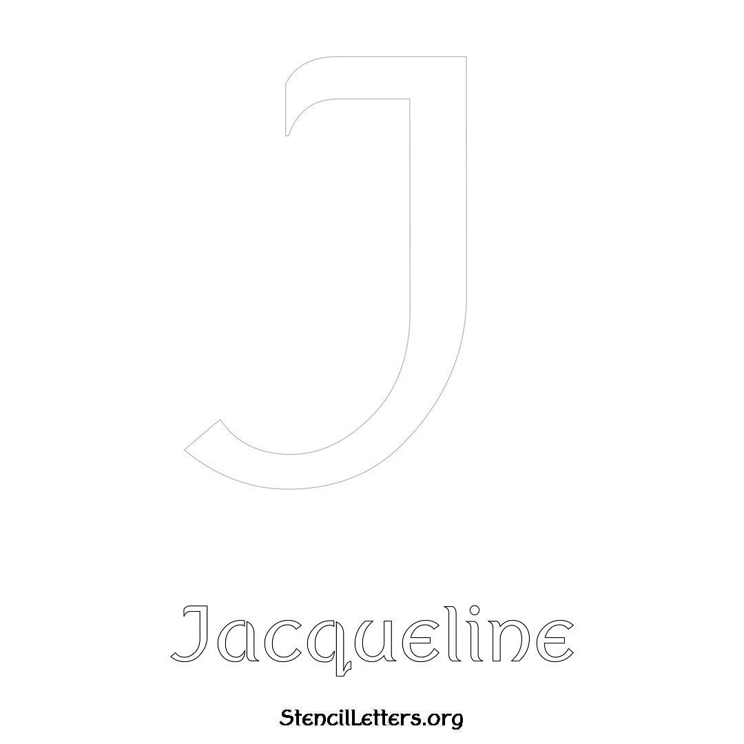 Jacqueline printable name initial stencil in Ancient Lettering