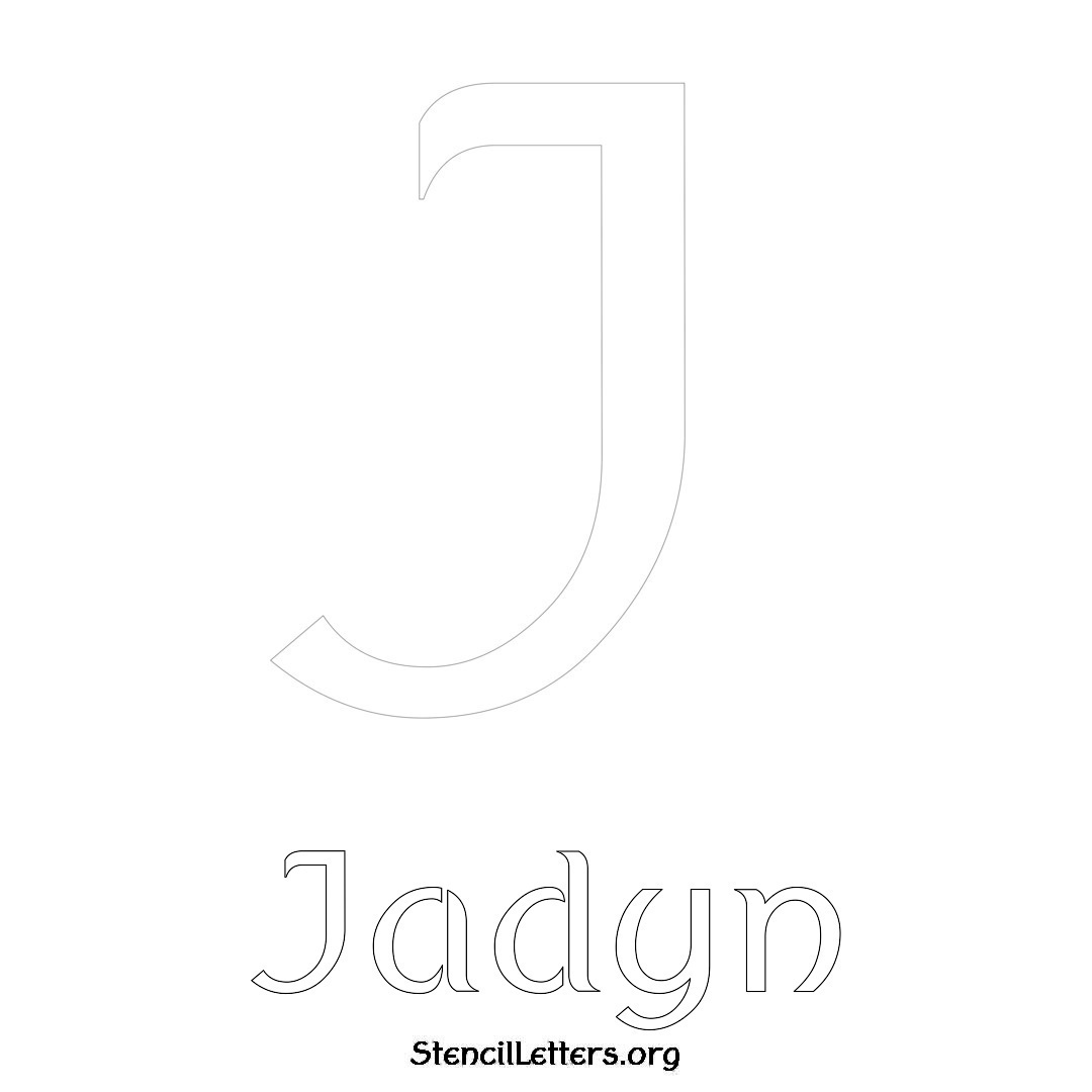 Jadyn printable name initial stencil in Ancient Lettering