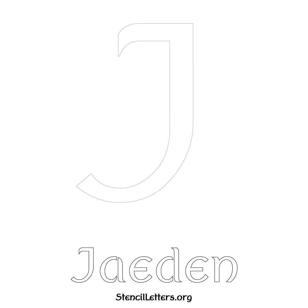 Jaeden printable name initial stencil in Ancient Lettering