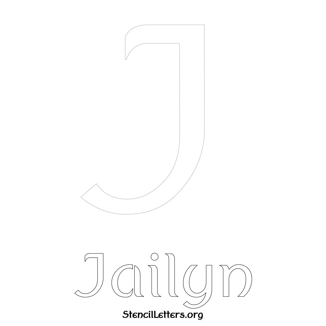 Jailyn printable name initial stencil in Ancient Lettering