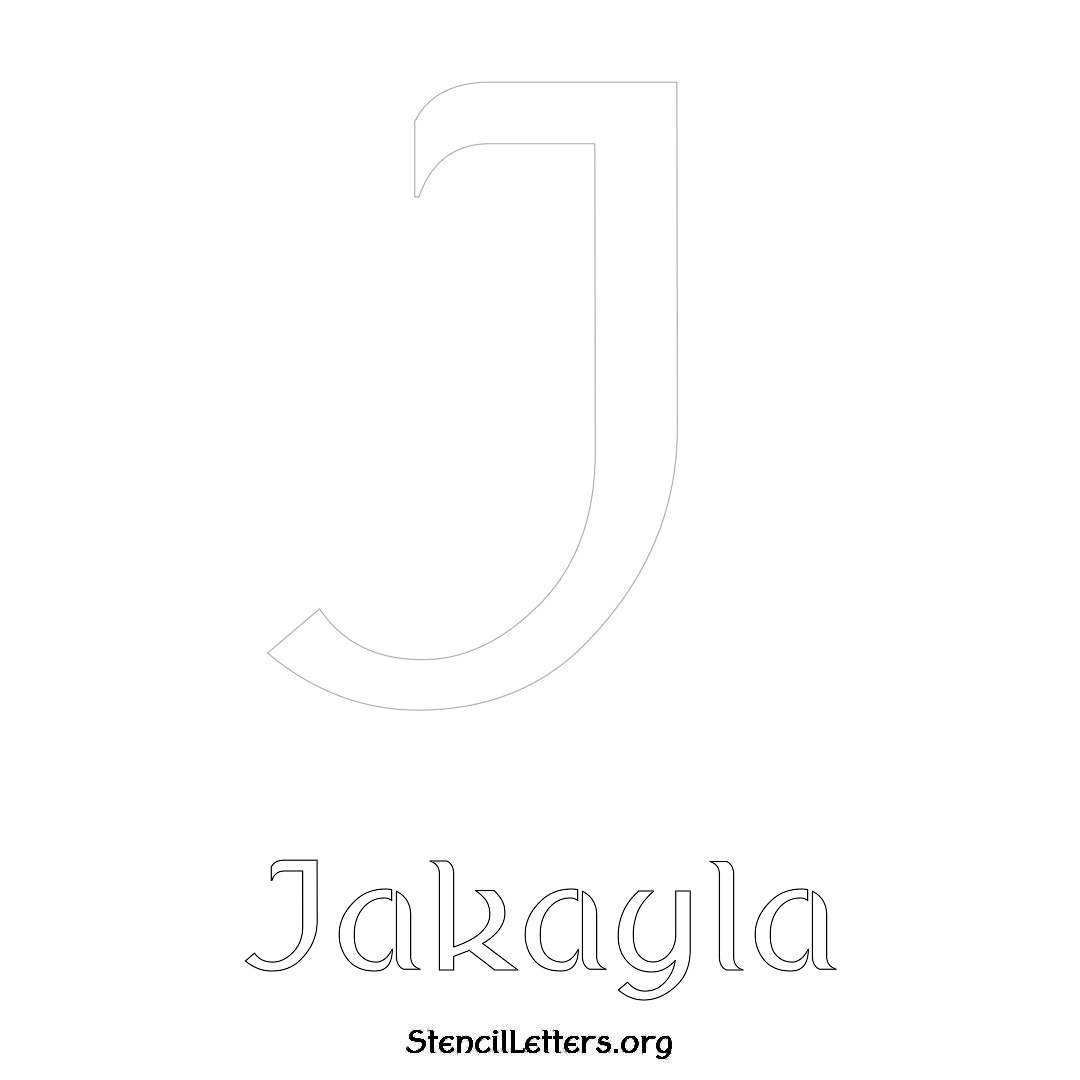 Jakayla printable name initial stencil in Ancient Lettering