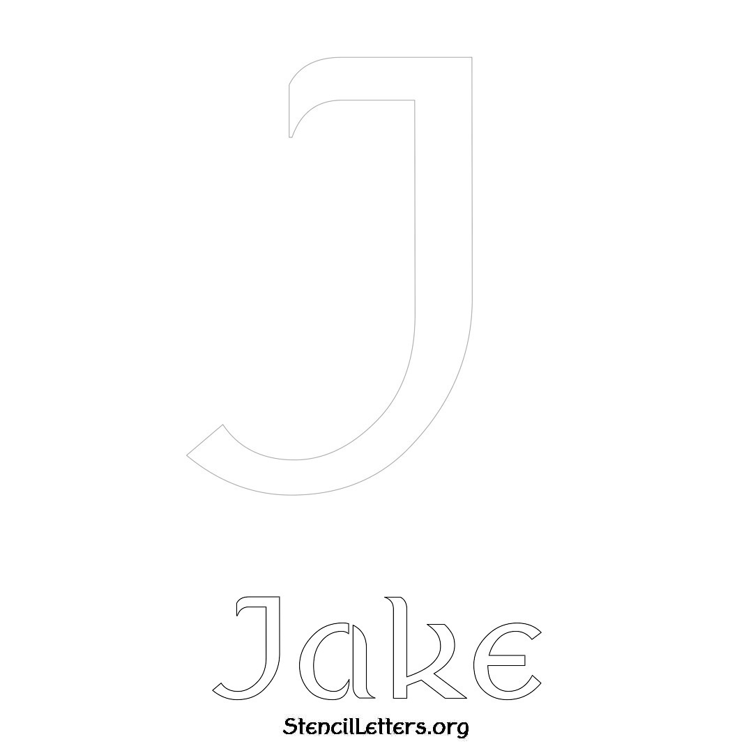 Jake printable name initial stencil in Ancient Lettering