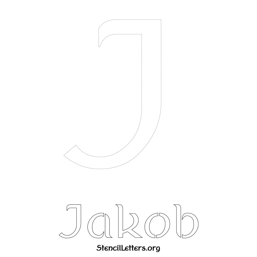 Jakob printable name initial stencil in Ancient Lettering